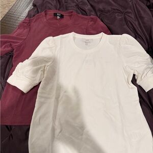 Kut from the Kloth Cream and Burgundy Tops